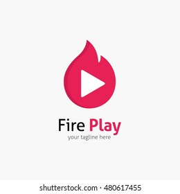 Fire Play logo design template. Graphic design easy editable for Your design. Vector Illustration