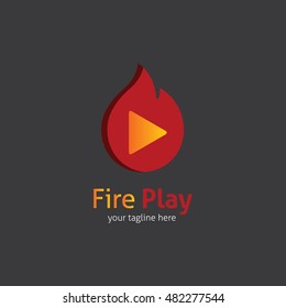 Fire Play logo design template. Graphic design easy editable for Your design. Vector Illustration