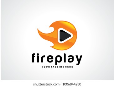 Fire Play Logo Template Design Vector, Emblem, Design Concept, Creative Symbol, Icon