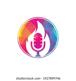 Design-Vorlage für das Brandlogos. Flammenfeuer Podcast-Logo, Vektorsymbol-Illustration.