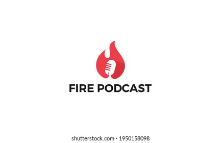 Fire And Podcast vector icon illustration