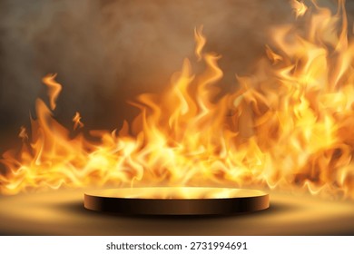 Fire podium for premium product presentation.
