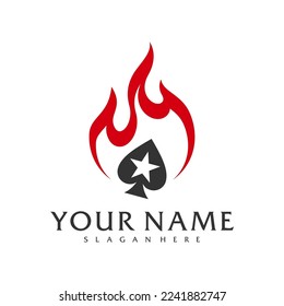 Plantilla vectorial del logotipo de Fire Poker, conceptos de diseño del logotipo de Creative Poker