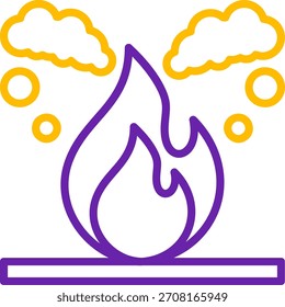 Linha De Poluição De Incêndio Duas Cores Vetor Ícone Design