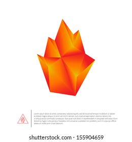 Fire. Polygonal geometric symbol. Origami style.