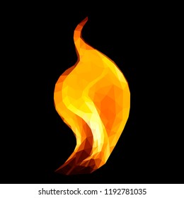 fire polygonal torch multicolor on black background isolated