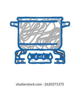 fire pot cooking doodle icon sketch vector. fire pot cooking sign. isolated symbol illustration