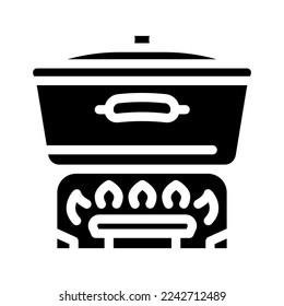 fire pot cooking glyph icon vector. fire pot cooking sign. isolated symbol illustration