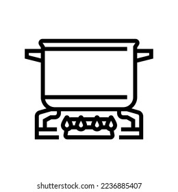 fire pot cooking line icon vector. fire pot cooking sign. isolated contour symbol black illustration