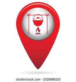 Fire and pot icon. Vector illustration.