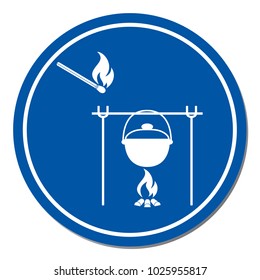 Fire and pot icon. Vector illustration.
