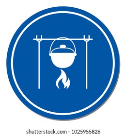 Fire and pot icon. Vector illustration.

