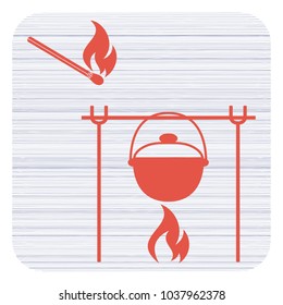 Fire and pot icon. Vector illustration.

