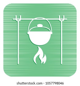 Fire and pot icon. Vector illustration.

