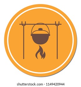 Fire and pot icon. Vector illustration.