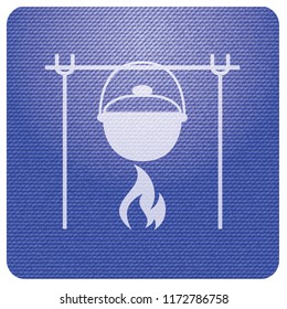 Fire and pot icon. Vector illustration.

