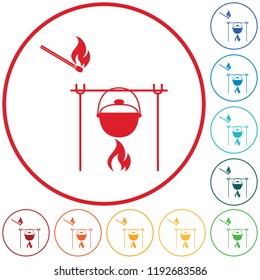 Fire and pot icon. Vector illustration.