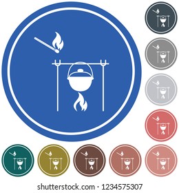 Fire and pot icon. Vector illustration.