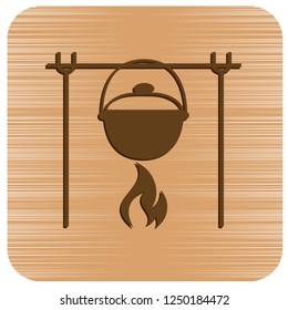 Fire and pot icon. Vector illustration.