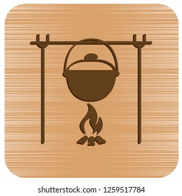 Fire and pot icon. Vector illustration.