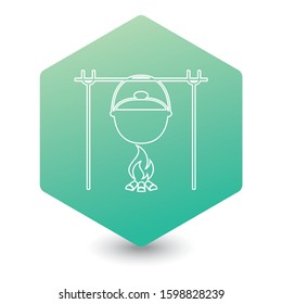 Fire and pot icon. Vector illustration.

