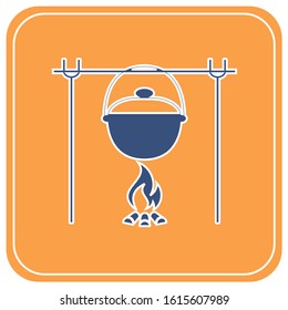 Fire and pot icon. Vector illustration.