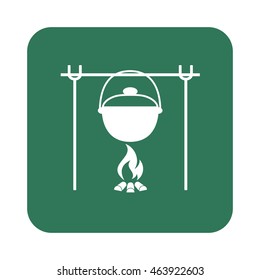Fire and pot icon. Vector illustration.

