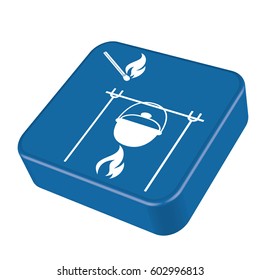 Fire and pot icon. Vector illustration.