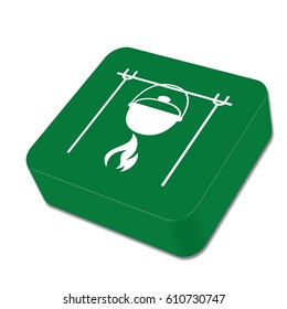 Fire and pot icon. Vector illustration.