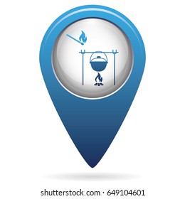 Fire and pot icon. Vector illustration.