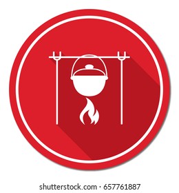 Fire and pot icon. Vector illustration.

