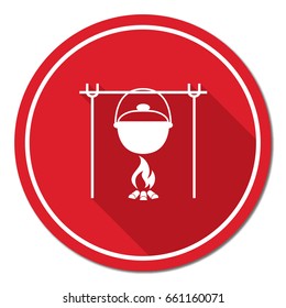 Fire and pot icon. Vector illustration.