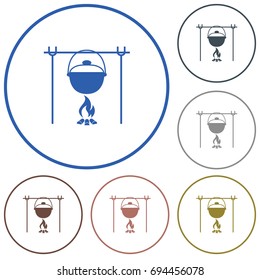 Fire and pot icon. Vector illustration.