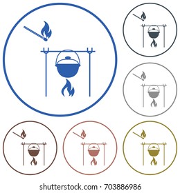 Fire and pot icon. Vector illustration.

