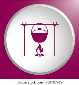 Fire and pot icon. Vector illustration.