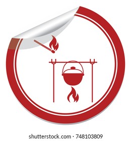 Fire and pot icon. Vector illustration.