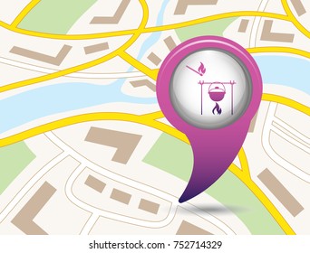 Fire and pot icon. Vector illustration.