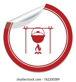 Fire and pot icon. Vector illustration.

