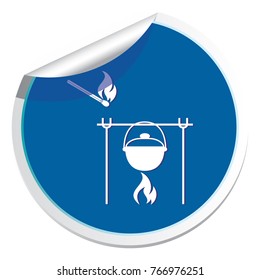 Fire and pot icon. Vector illustration.

