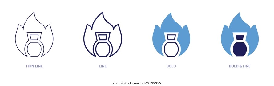 Fire pottery icon in 4 different styles. Thin Line, Line, Bold, and Bold Line. Duotone style. Editable stroke.