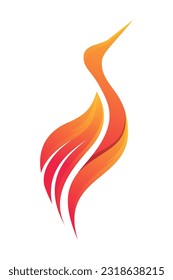 fire poultry logo design template. abstract shape of bird silhouette combined with orange and yellow colors resembling flames. isolated on vertical layout backgound.