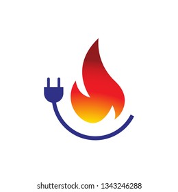 Electrical Plug Fire Icon Logo Design Stock Vector (Royalty Free ...