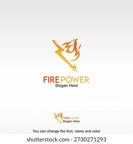 Fire Power Logo Template Design Vector. Flames and lightning combined, representing intense energy and power.