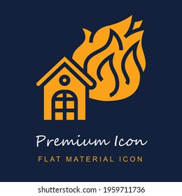 Fire premium material ui ux isolated vector icon in navy blue and orange colors