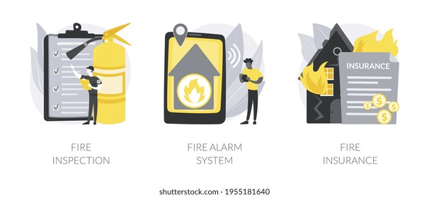 Fire prevention abstract concept vector illustrations.