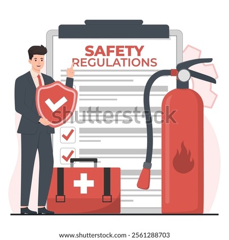 fire prevention concept Safety regulations concept. Flat illustration of safety regulations concept for web design