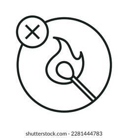 icono aislado de la línea de señalización de prevención de incendios