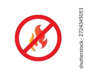 Fire Prohibited Warning Sign Icon Vector. No Fire Safety Warning Icon Line Style. No Open Flame Fire Safety Icon Vector. Prohibited Symbol Icon