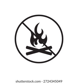 Vector de icono de signo de advertencia prohibido por fuego. No hay estilo de línea de icono de advertencia de seguridad contra incendios. No hay Vector abierto del icono de la seguridad contra incendios de la llama. Icono de símbolo prohibido
