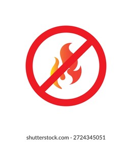 Vector de icono de signo de advertencia prohibido por fuego. No hay estilo de línea de icono de advertencia de seguridad contra incendios. No hay Vector abierto del icono de la seguridad contra incendios de la llama. Icono de símbolo prohibido